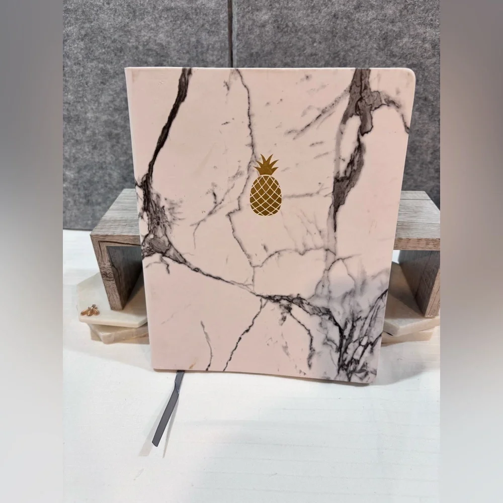 🍍 Shiny Marble and Gray Notebook with Pineapple Design 🍍